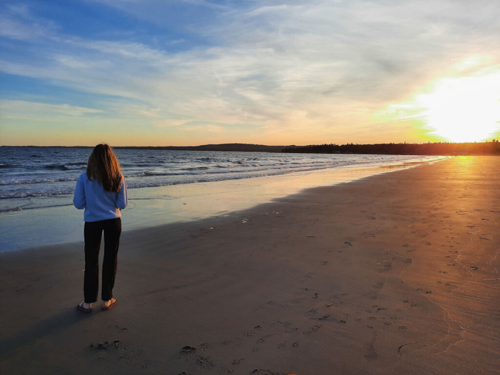 Sonnenuntergang am Rissers Beach in Nova Scotia Kanada