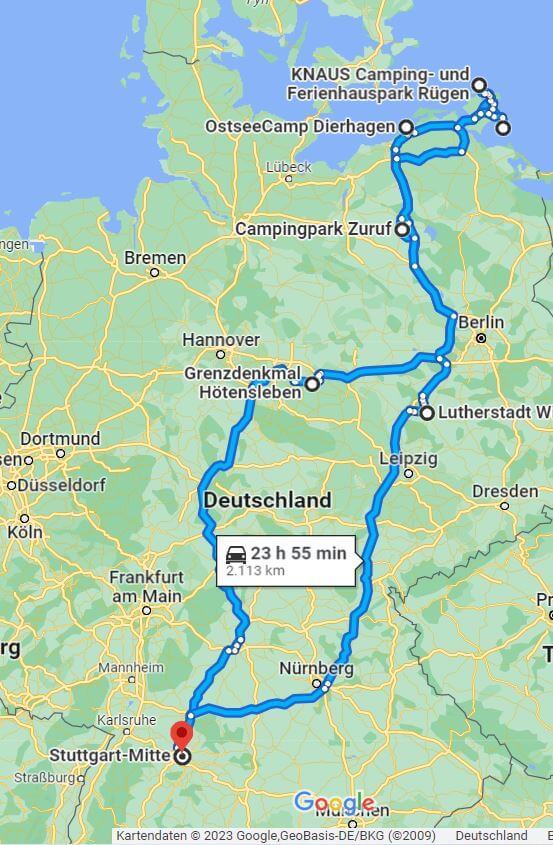 Wohnmobil Tour Deutschland von Baden-Württemberg an die Ostsee
