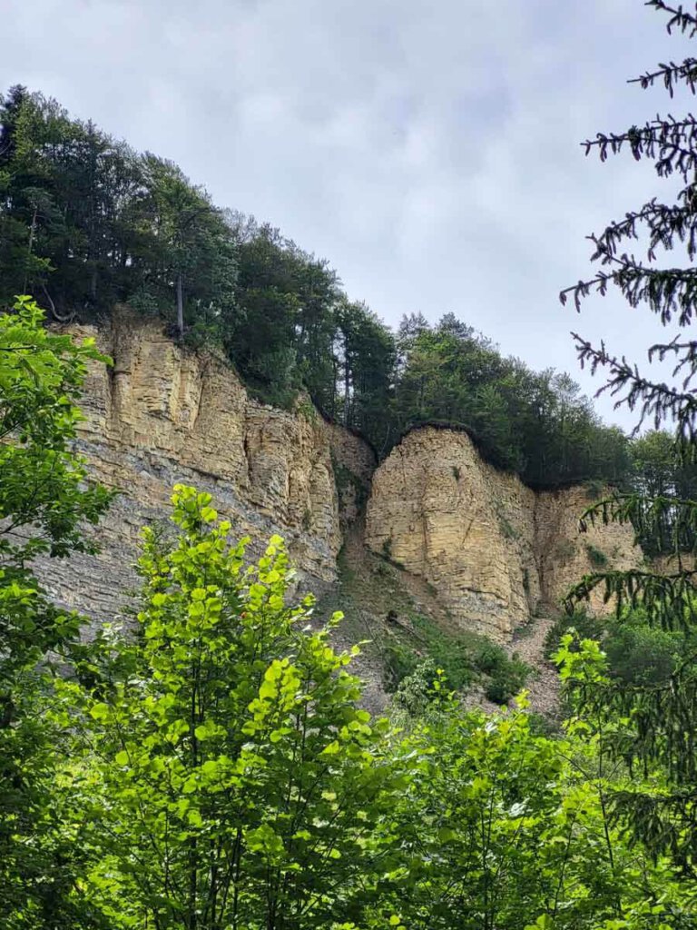 Blick von unten auf den Mössinger Bergrutsch am Hirschkopf