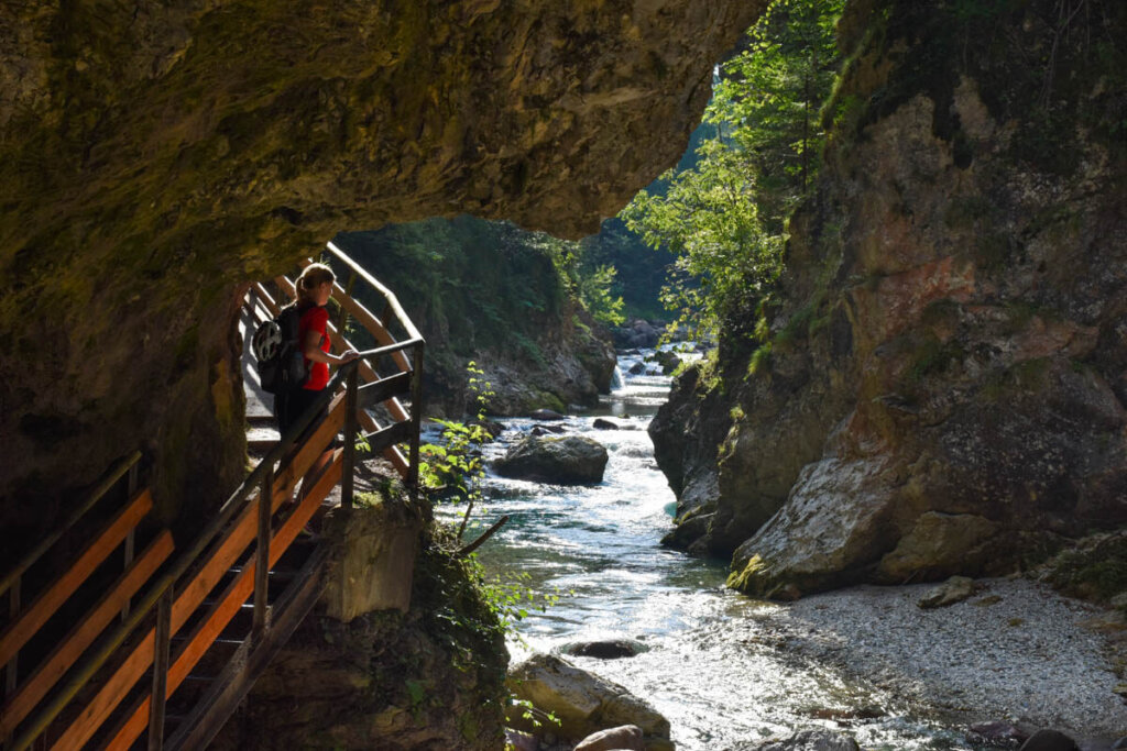 Märchenhafte Stimmung beim Begehen des Steigs durch die Slizza Schlucht