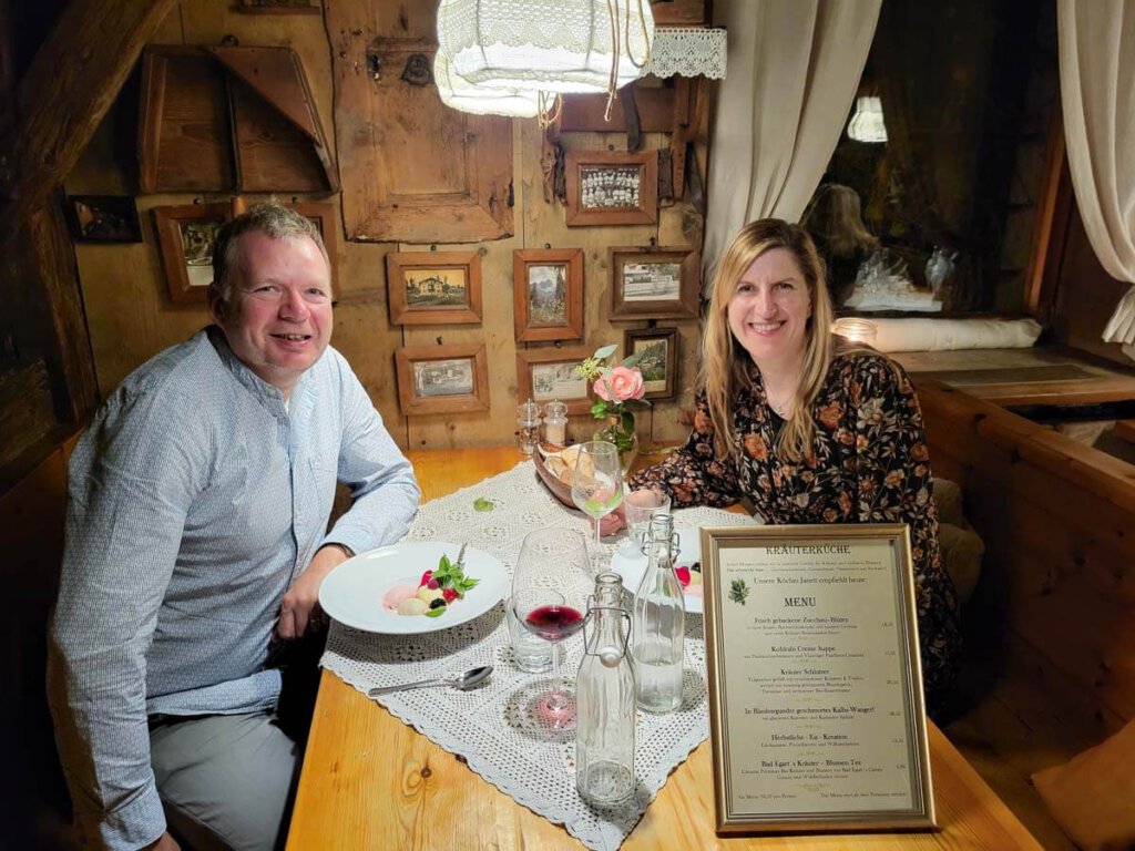 Romantisches Silberhochzeits-Menu im Restaurant Onkel Taa Bad Egart Partschins