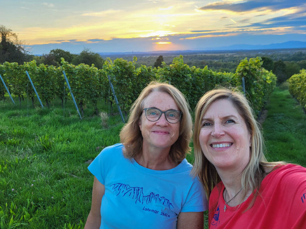 Wir genießen die Abendstimmung in den Weinbergen Bamlachs