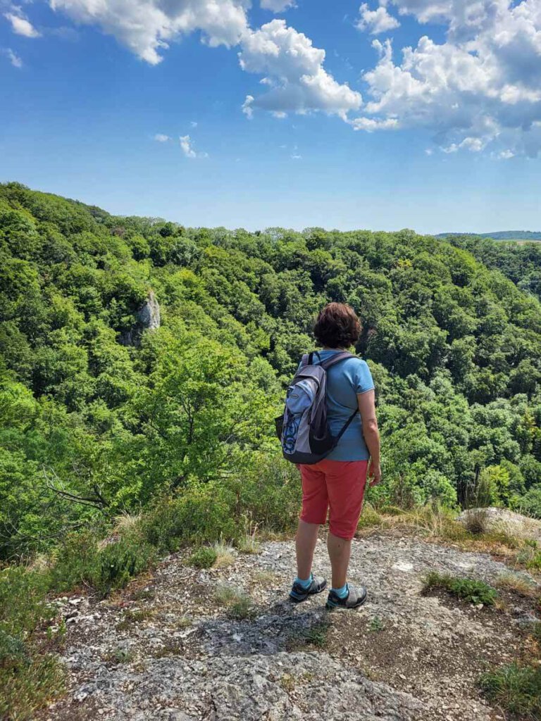 Herrliche Ausblicke am Albtrauf ergänzen unser Waldbad - hier bei Holzelfingen auf der Schwäbischen Alb