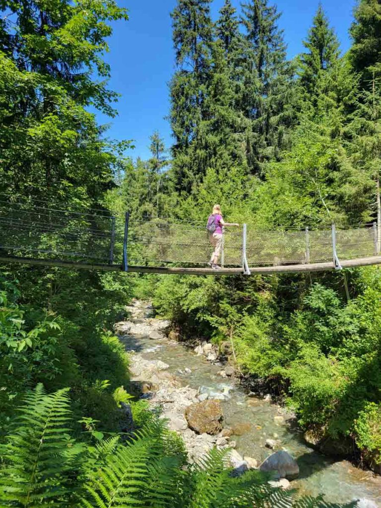 Natur pur umgibt die hintere Hängebrücke der Hängebrückenrunde in der Silberregion Karwendel