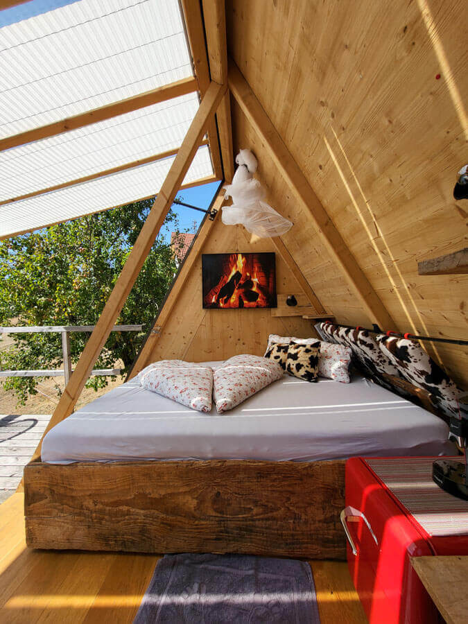 Das gemütliche Bett im Häusle bei der Linde auf dem Grub-Daniel-Hof