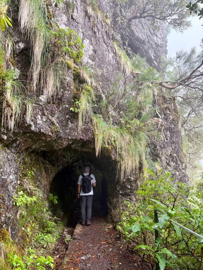 Einer der Tunnels auf Madeiras Levada Wanderung PR17